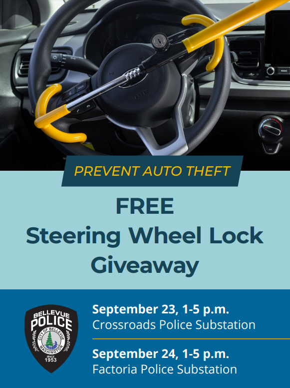 Bellevue Police to Give Away Free Steering Wheel Locks, Provide Theft  Prevention Tips – Bellevue Beat Blog